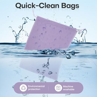 6 Pack Shoe Dust Bags, Velvet Drawstring Luxury Storage Bags for Shoes, Purses, Handbags & Cosmetics - Thick Dustproof Reusable Travel Organizer & Gift Pouch (Purple, 12 × 16 inches)