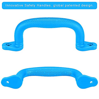 SELEWARE Blue Playground Safety Handles 4Pcs Kids Playground Grab Handles | Non-Slip Durable Plastic Handle Indoor Outdoor Playset Handle for Playhouse, Treehouse, Climbing Frame, Jungle Gym, Swing Set - color: Blue (4 Pack)