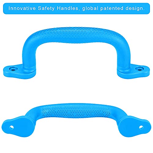 SELEWARE Blue Playground Safety Handles 4Pcs Kids Playground Grab Handles | Non-Slip Durable Plastic Handle Indoor Outdoor Playset Handle for Playhouse, Treehouse, Climbing Frame, Jungle Gym, Swing Set - color: Blue (4 Pack)