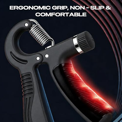 JTHEW Grip Strength Trainer - Adjustable Resistance 11-132lbs/5-60kg Hand Gripper & Forearm Strengthener Device with Smart Counter for Sports & Rehab - color: Black