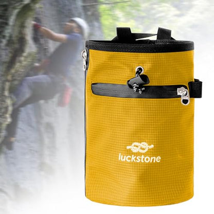 Chalk Bag for Rock Climbing with Storage Compartment and Adjustable Waist Strap for Fitness, Yellow