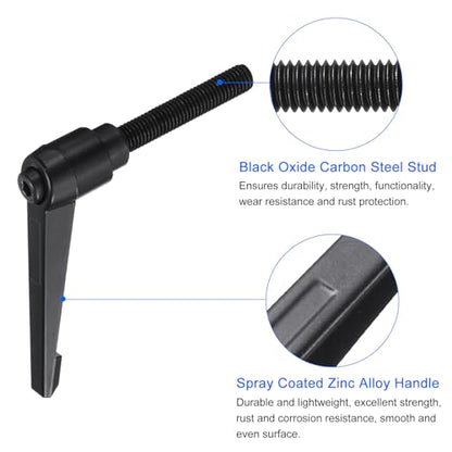 uxcell 4pcs Clamping Lever Handles, M10 x 60mm Black Oxide Carbon Steel Threaded Male Stud, Adjustable Handles Locking Quick Release Ratchet Push Button Bolt Knobs, Black - size: M10 x 60mm