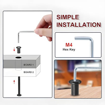 M6 Hex Drive Socket Cap Bolt Kit, Black, 30 Sets | M6x20/30/40/50/60mm, Includes Allen Wrench, Countersunk Screw Barrel Nuts, Binding Screws, For Furniture & Cabinet - color: Black, size: M6x20/30/40/50/60mm