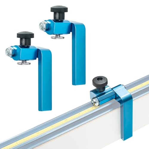 POWERTEC 3" Fence Flip Stop for Table Saw, Miter Saw, and Drill Press, T Track Accessories for Woodworking, 2PK (71367-P2V) - size: 3" Flip Stop, 2PK