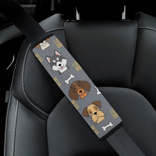 2 Pack Cute Dogs Puppies Print Car Seat Straps Shoulder Pads Soft Padded Shoulder Harness Cover for Adult Use, Stroller Pushchair High Chair, Pressure Relief - color: Pattern 325