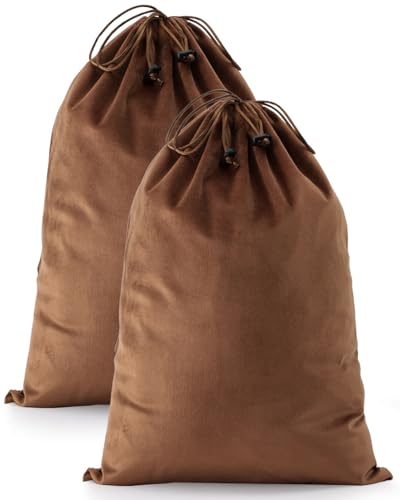 2 Pcs Shoe Bags for Travel, Dust Velvet Bag, Mocha Mousse, 17.3x12.6 Inch | Washable & Reusable Travel Shoe Bags, Dustproof Shoe Bags with Drawstring Closure, Suitable for Travel, Home Storage - color: Mocha Mousse, size: 17.3"x12.6"