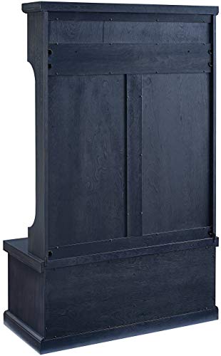 Crosley Furniture Seaside Hall Tree with Shoe Rack Bench and Coat Hooks for Hanging Storage, Distressed Navy - color: Distressed Navy, style: Hall Tree