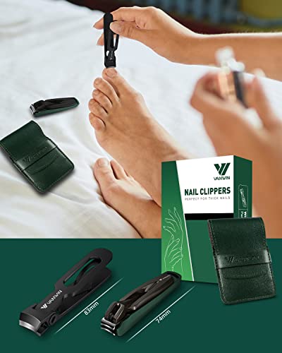 Nail Clipper Set 2 Pack, Heavy Duty Toenail Clippers for Thick Toenails and Sturdy Finger Nail Clippers with Catcher, Ultra Sharp Stainless Steel Nail Cutter for Men Women Adult - style: Black+Green