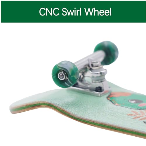 Pro Fingerboard 34mm Wooden Board Professional Finger Skateboard Trucks CNC Swirl Wheels (Dinosaur)