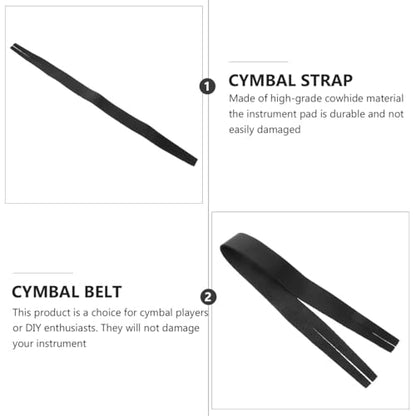 ERINGOGO Black Cowhide Cymbal Strap Sound Hole Belt for Cymbals Instrument Accessory for Drummers Sturdy and Convenient Replacement