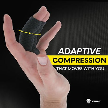 LIONTEK Double Flow Finger Sleeve V3 Pair — Joint Support & Compression for Activity, BJJ, Fitness, Volleyball, Basketball, and More (Medium) - size: Medium