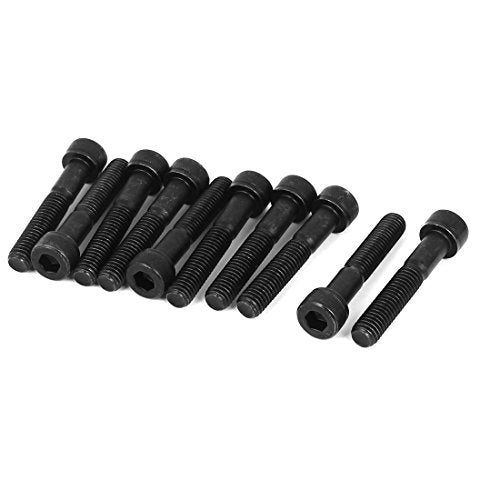 uxcell M8x45mm 12.9 Alloy Steel Hex Socket Screws Partially Threaded Bolt Black 10Pcs - size: M8x45mm