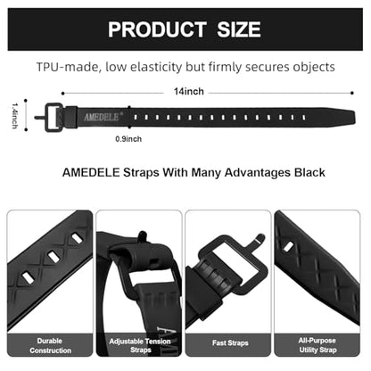 2 Pack Lashing Straps with Buckles,Adjustable Utility Tension Straps,Simple Tie-Downs Straps for Securing Bike Moto Luggage,Garden Hoses,Skis,Wires and Cables,Black,14" - color: Black, size: 14" Length / 2 Pack
