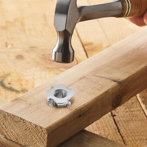 M6 T-Nuts 304 Stainless Steel, 4-Pronged Tee Nut for Wood, Rock Climbing Holds, Furniture, 50 PCS - color: 304 Stainless Steel, size: M6