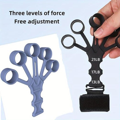 1pc Silicone Finger Trainers, 5 Fingers Wrist Stretching Band, Suitable For Hand & Finger Rehabilitation, Strength Training - color: 1pc Black