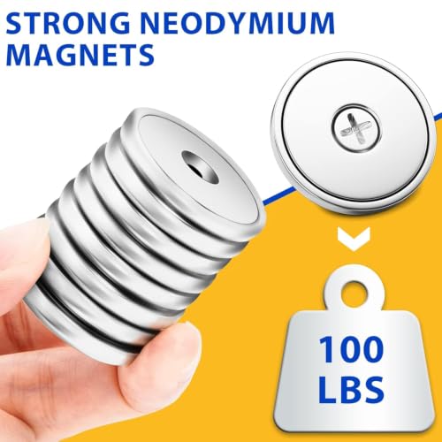 VNDUEEY 16 Pack 100LBS Magnets with Holes Strong Rare Earth Magnets Neodymium Cup Magnet with Stainless Screws for Wall Mounting Round Magnet for Holding Tools Kitchen Office Cabinet Door DIY Craft - size: 16 Pack 100LBS