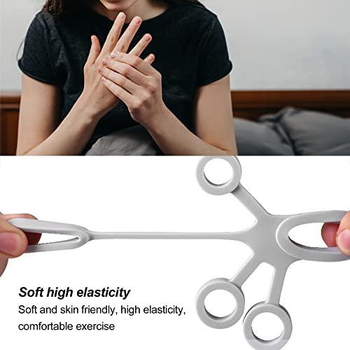 Finger Stretcher, High Elasticity Silicone Portable Five Finger Stretching Band for Guitarist Hand Grip Strengthener and Flexibility Exercise, 2-Pack Green Grey 8.8lb