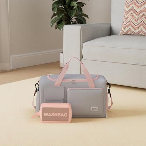 Small Gym Bag for Women, Travel Duffle Bag Carry On Weekender Bag with Shoe Compartment - color: 40#Grey-Zipper, style: Gym Bag&toiletry Bag