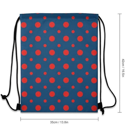Travel Drawstring Backpack Theft Proof Cinch Sack Water Resistant Sackpack for Camping Hiking Outdoor Sports, Phish Red Donut Circles On Blue Bags - color: Picture (32)