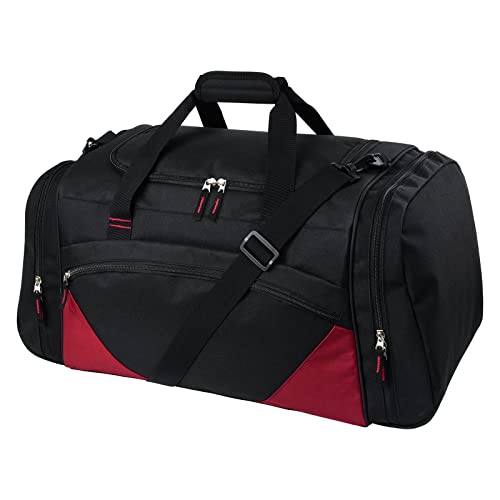 Mens Gym Bag, 55L Large Sports Duffle Bags, Workout Bags Lightweight - color: Black Red
