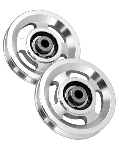QWORK Universal Aluminium Alloy Bearing Pulley Wheel for Sports Fitness Equipment, 95mm Size, High Load Capacity 660 lbs, 2 Pieces