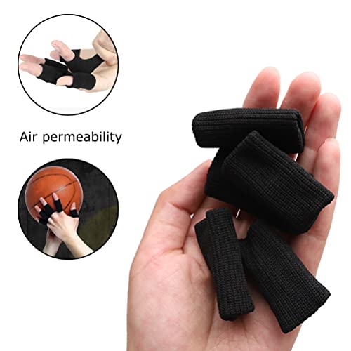 20 PCS Finger Sleeves Protectors, Sport Finger Sleeves Thumb Brace Support Finger Brace Elastic Thumb Sleeves (Black+Red) - color: Black,red