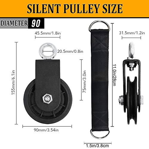 Taeku Cable Pulley, Silence Smooth Detachable Rotation Traction Wheel LAT Pulley System Attachment DIY Lifting Blocks Hoists for Home Projects Clothesline Shop Lifts (3.54in) - color: 9CM