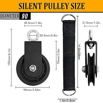 Taeku Cable Pulley, Silence Smooth Detachable Rotation Traction Wheel LAT Pulley System Attachment DIY Lifting Blocks Hoists for Home Projects Clothesline Shop Lifts (3.54in) - color: 9CM