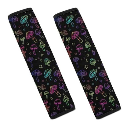2 Pack Breathable Car Seat Straps Shoulder Pads for Adults and Children, All Vehicles, Halloween Mushroom Neon Harness Pads Strap, Pressure Relief - color: Pattern 1271