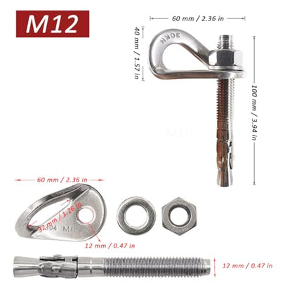 2 Set 304 Stainless Steel Climbing Anchor Bolt, 30KN Rock Climbing Bolt Hanger, Climb Fastening Bolt Safe Fixed Point, Rock Climbing Holds - color: 2 sets