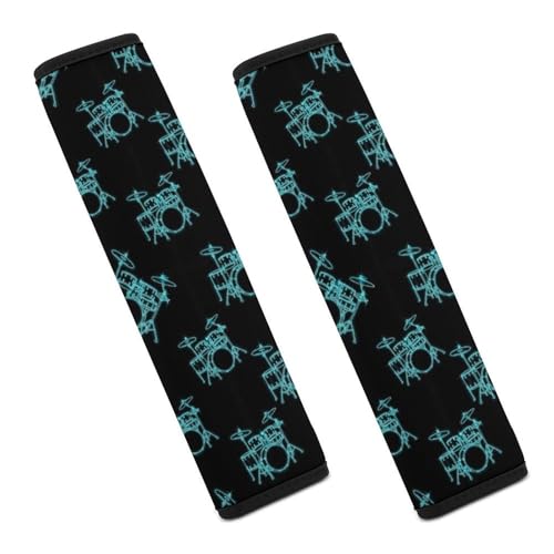 2 Pack Drum Kit Abstract Musical Instruments Music Blue Green Car Seat Belt Pad Soft Padded Automotive Seat Belt Protector for Child, Stroller Pushchair High Chair, Shock Absorption - color: Pattern 1150