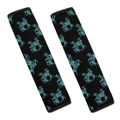 2 Pack Drum Kit Abstract Musical Instruments Music Blue Green Car Seat Belt Pad Soft Padded Automotive Seat Belt Protector for Child, Stroller Pushchair High Chair, Shock Absorption - color: Pattern 1150