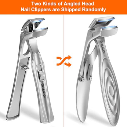 Toenail Clippers for Thick Nails for Seniors, Angled Head Large Toe Nail Clippers for Men with Catcher, Heavy Duty Wide Opening Fingernail Clippers Nail Cutter- Silver - style: Silver Wide Opening & Angled Head