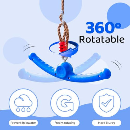 Ninja Swing-Twister 360° Spin Handle: Kids Slackline Accessories & Swing Attachment - Activate Ninja Powers with Epic Twist-Spin Flips! (Blue - Backyard/Playground Hang Toy) - color: Blue