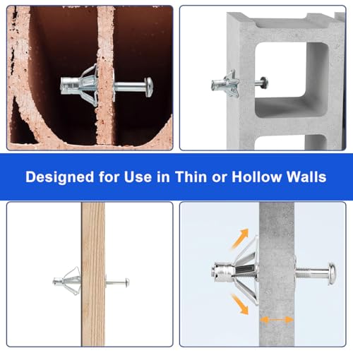 11/32" Drywall Anchor Kit Hollow Wall with Screws,Zinc Plated Steel Molly Bolt,Hollow Wall Drilling Anchors with Screws Drywall Anchors (30pcs, M8) - size: 11/32