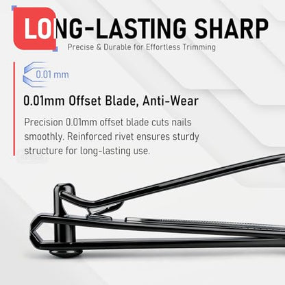 firiKer Nail Clippers Set, Heavy Duty Black Matte Stainless Steel Nail Clipper with Nail File,Fingernail and Toenail Clipper Cutters, Nail Clipper Tools Gift for Men & Women - color: Black