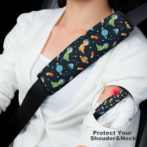 2 Pack Breathable Car Seat Belt Pad for Child, Stroller Pushchair High Chair, Cartoon Dinosaur Planet Space Neck Strap Covers, Neck and Shoulder Support - color: Pattern 1200