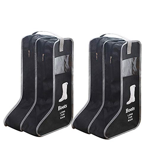 Portable Boot Storage Bags Dust Proof Shoe Bags for Storage,2 Pair Zippered Tall Boots Organizer Protector Bag with Handle for Home and Travel (Black) | Zippered Tall Boots Organizer Protector Bag with Handle for Home and Travel - color: Black
