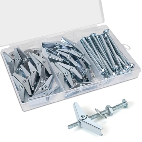92pcs 3/16 Inch Heavy Duty Drywall Anchors, 23 Sets | Toggle Bolts and Wing Nuts Set for Hanging Lamps Heavy Items, Butterfly Anchors for Ceiling, Sheetrock, Hollow Wall - size: 3/16"-92pcs(23sets)