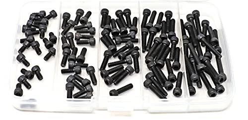 iexcell 100 Pcs SAE #6-32 x 1/4", 3/8", 1/2", 5/8", 3/4" Alloy Steel 12.9 Grade Hex Socket Head Cap Screws Bolts Assortment, Black Oxide Finish - size: #6-32 x 1/4", 3/8", 1/2", 5/8", 3/4"