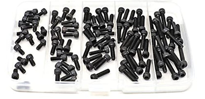 iexcell 100 Pcs SAE #6-32 x 1/4", 3/8", 1/2", 5/8", 3/4" Alloy Steel 12.9 Grade Hex Socket Head Cap Screws Bolts Assortment, Black Oxide Finish - size: #6-32 x 1/4", 3/8", 1/2", 5/8", 3/4"