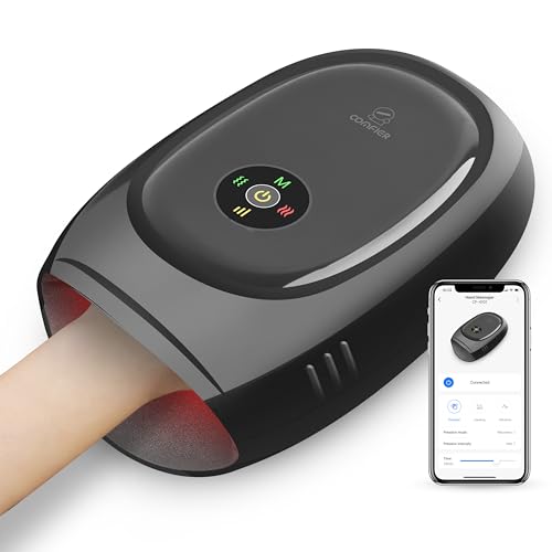 COMFIER Cordless Hand Massager with Heat and Compression,APP Control,Hand Massag for Arthritis and Carpal Tunnel,Wrist Finger Massager,3 Heat &3 Intensities, Gifts for Mom, Dads, Women and Men - color: Off-black