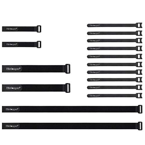 Wisdompro 16 Pack Mixed Size Hook and Loop Tie Down Cable Straps Heavy Duty | Durable Nylon, Reusable, Large, Big, Black, Functional Adjustable Fastening Cinch Strap Cable Cord for Home, Office, Outdoor - size: Mixed Size, 16 Pack