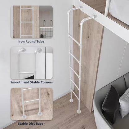 Floor-Standing Metal Ladder for Bunk Bed, Industrial Iron Pipe Attic Loft Ladder with Kit, Non Slip Emergency Egress Ladder Loads 330lbs, for Dorm,Library,Deck,RV(220cm/8 - size: 220cm/87in