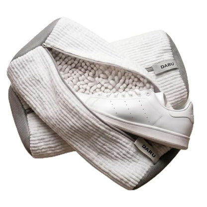 DARU 2-Pack Shoe Washing Machine Bag, Sneaker and Tennis Shoe Laundry Bags | Shoe bag for washing machine, Mesh Protection, Washer & Dryer Safe, Locking Reinforced Zipper, 360 Deep Shoe Cleaner, XL - color: White