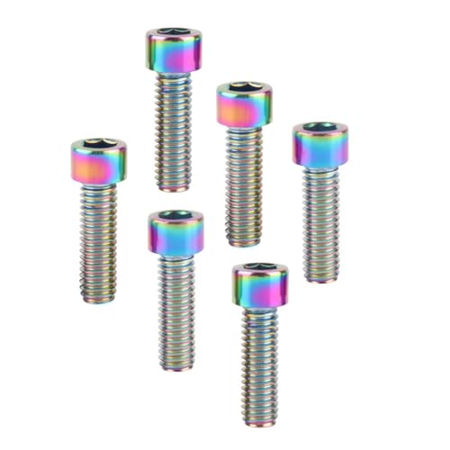 6Pcs Bike Screws M6x10 12 16 18 20 25 30 35mm Stainless Steel Socket Head Cap Allen Hex Bolt (Ranibow, M6 x20mm) - color: Ranibow, size: M6 x20mm