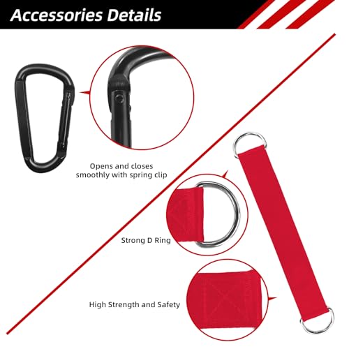 LFJ Aluminum Alloy Cable Pulley with Swing Strap Carabiner, 90mm Pulley Wheel for LAT Pulley System DIY Pull Down Attachment,Ladder Lift,Home Gym Equipment - color: Red