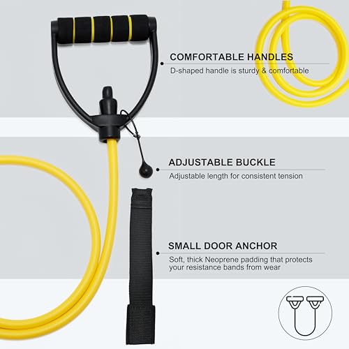 ZHIAMZ Exercise Bands with Handles, Resistance Tube & Door Anchor | Physical Therapy & Rehab, Natural Rubber Tube, Adjustable, D-Handles, Strength, Pilates, Workout - color: 3PCS- 60lbs