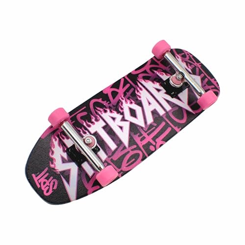 SPITBOARDS® 34mm Fingerboard Oldschool Cruiser Pro Complete Setup, Pre-Assembled 5-Layer Wood, Pro Trucks, Soft Urethane 60D Bearing Wheels, Real-Wear Graphics, Lasered Foam Tape 'Heavy-Metal' - color: Heavy-metal