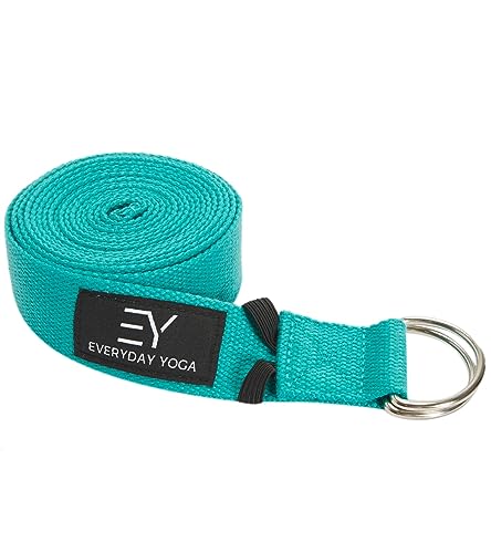 Everyday Yoga Strap with Metal D-Ring - Durable Stretching Strap for Yoga, Pilates, Flexibility & Physical Therapy (6ft, 8ft, 10ft) - color: Aqua, size: 10 Foot